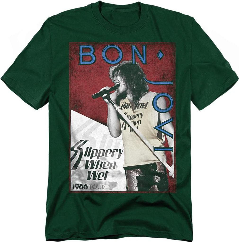 Bon Jovi - "86 Tour" T-Shirt für Herren/Damen Uni TV20677 (XL) (Dunkelgrün)