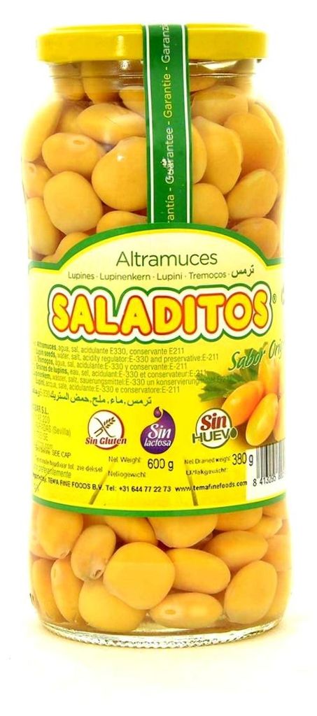Saladitos - Weisse Lupinen eingelegt in Salzlake  im Glas- Produktbild 