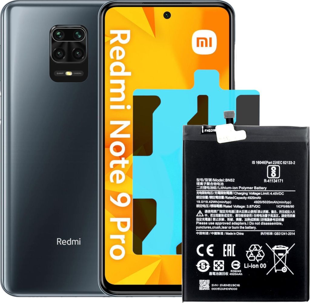Akku für Xiaomi Redmi Note 9 Pro Max BN52 4920 mAh + Montageband