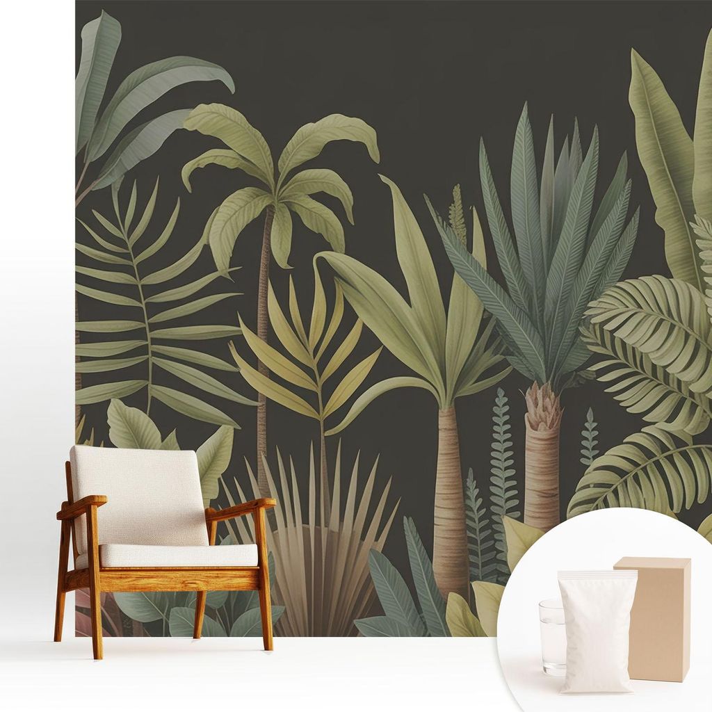 Fototapete - 250x250 cm - Tapete - Wandtapete - Wandbilder - Dekofolie - Tapete Folie - Wand - Dekoration - Wohnzimmer - Tropischer Dschungel