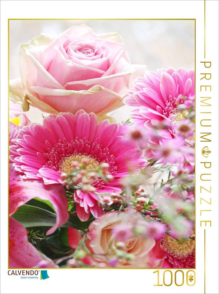 CALVENDO Puzzle Rosen, Gerberas und ein Wachsblumenhauch | 1000 Teile Lege-Größe 64x48cm Foto-Puzzle für glückliche Stunden