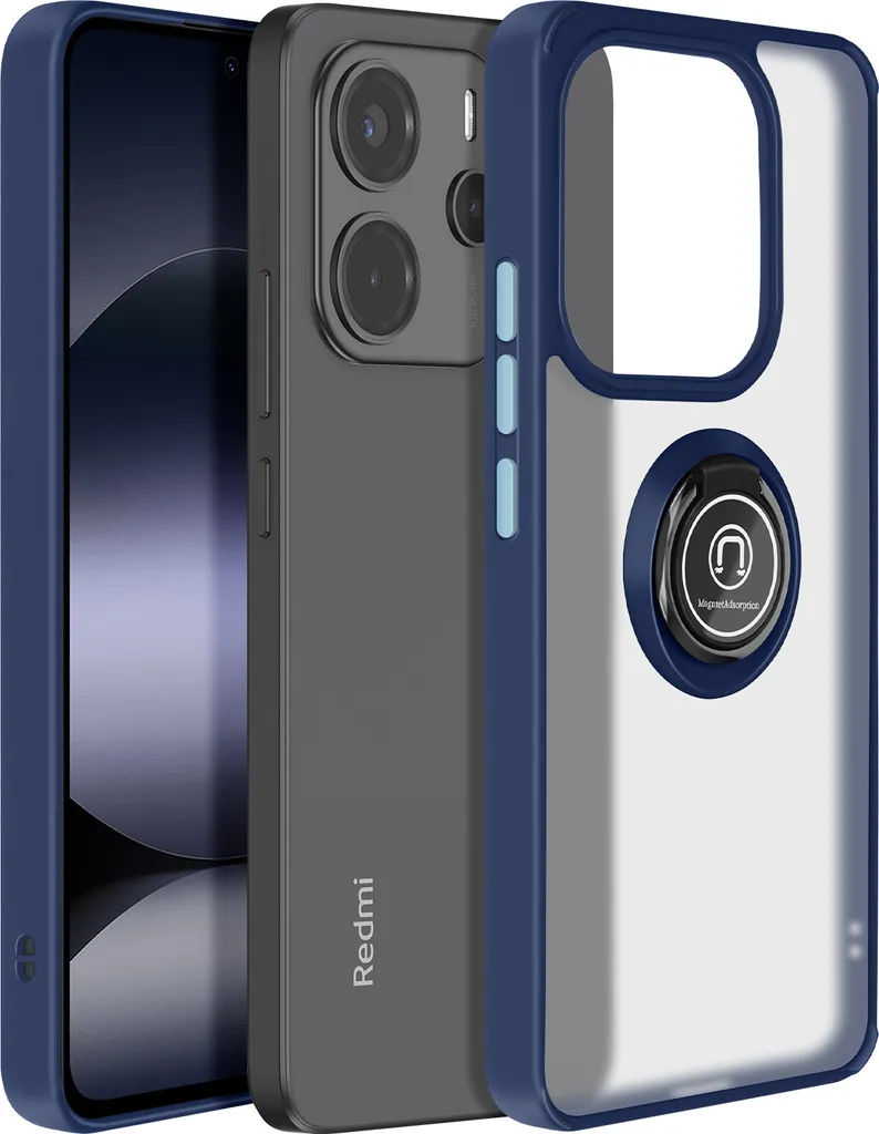 Cover Xiaomi Note 14 4G Avizar Blu - Custodia con Anello e Stand Video