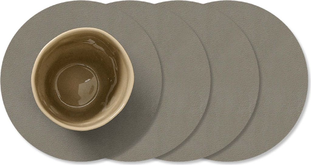 LIND DNA Untersetzer Nupo - Leder - Flint Grau - ø 10 cm - 4 Stück