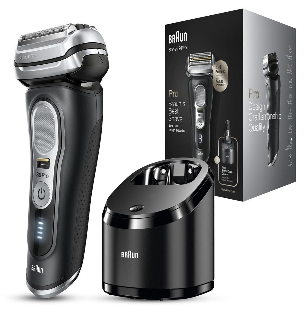 Braun Series 9 9460cc, Folienschaber, Schwarz, Edelstahl, Produktbild 