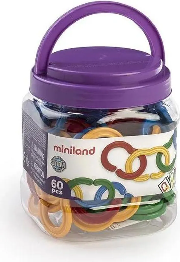 Set 60 Catene Miniland Multicolore - Gioco Motricità Fine Bambini