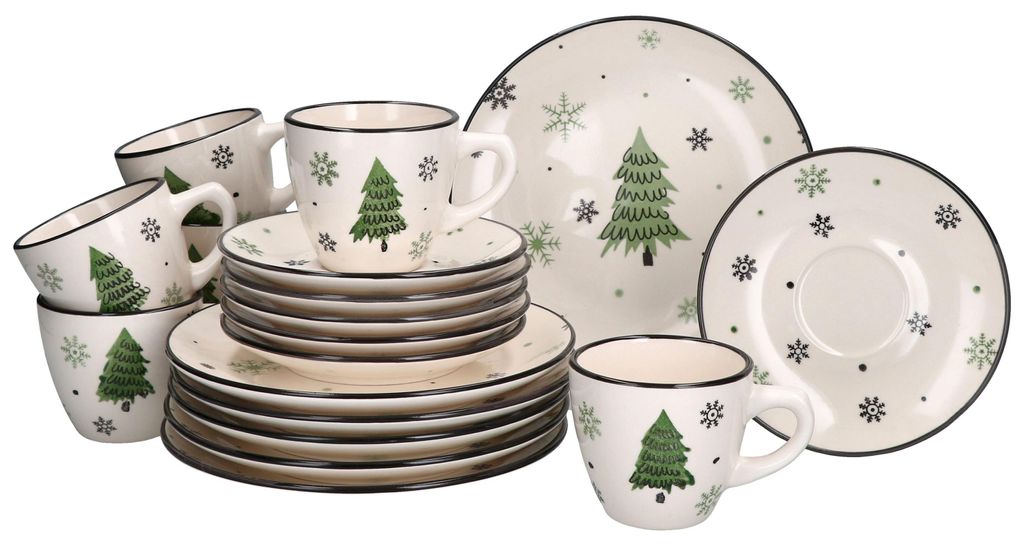 18pcs Service à café Arbre de Noël Faïence 6 personnes Image du produit 