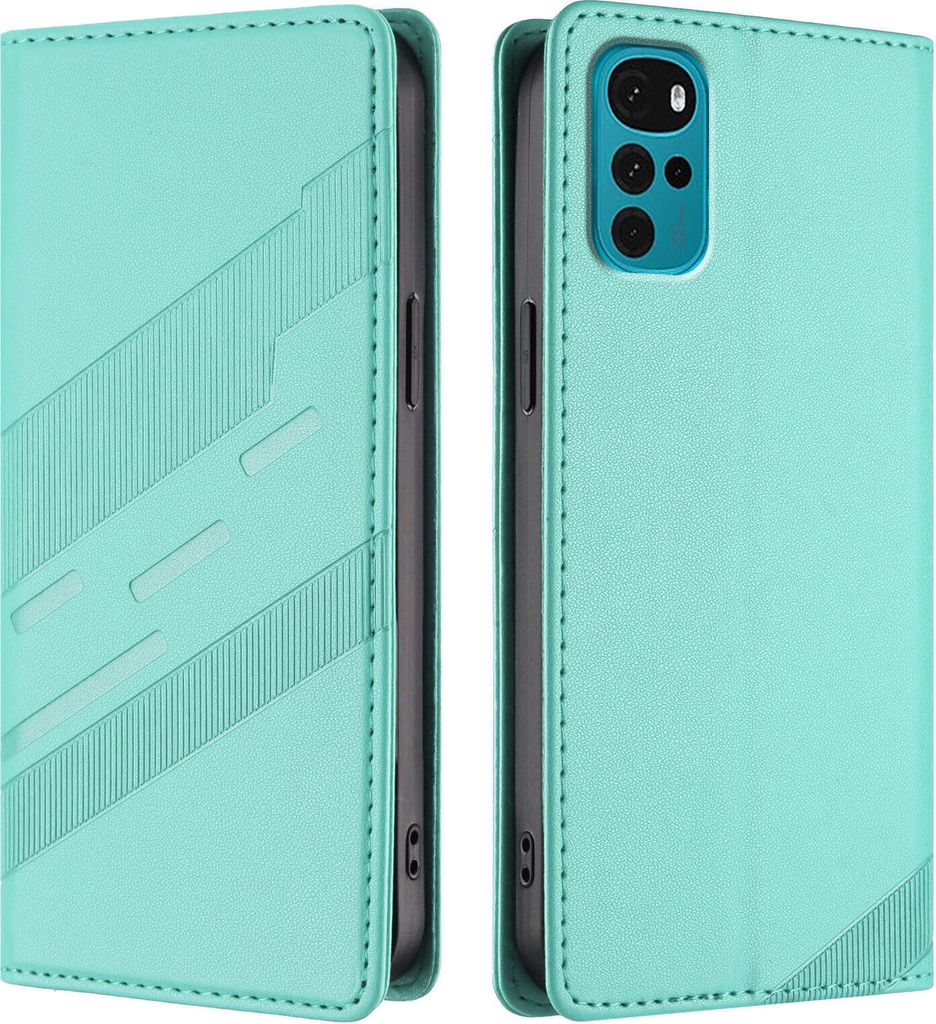 Hülle für Motorola Moto G22 / E22s, Kunstleder Brieftaschen Handyhülle mit Kartenfach und Standfunktion Türkis