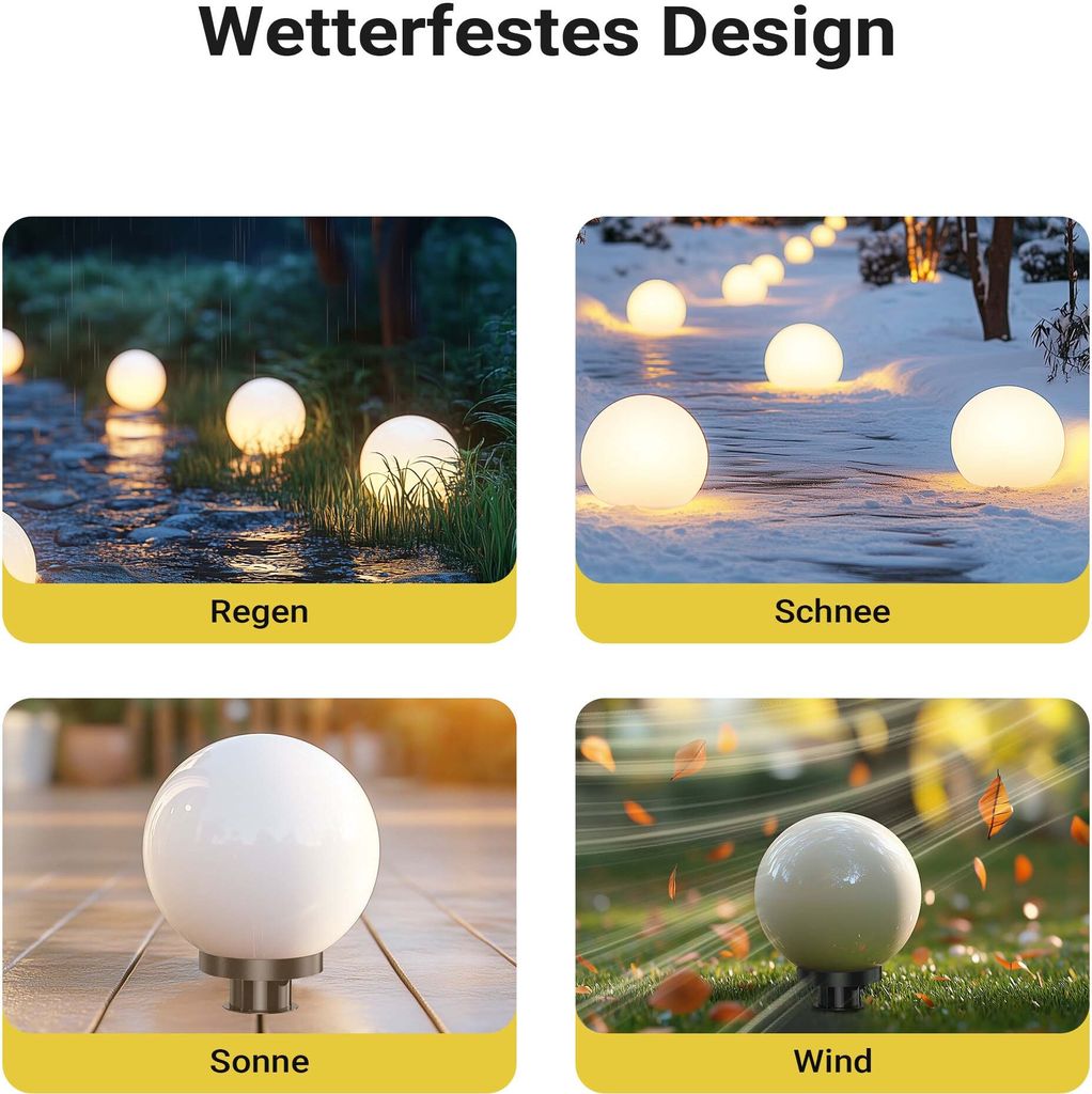 Wiltec Kugelleuchte Ø 30 cm mit Erdspieß, Gartenleuchte 40 Produktbild 5