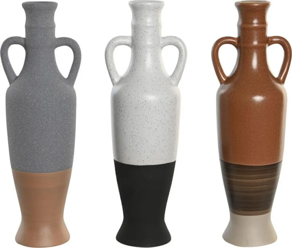 Décoration de Table Vase en Porcelaine Gris et Blanc - Lot de 3 Pièces