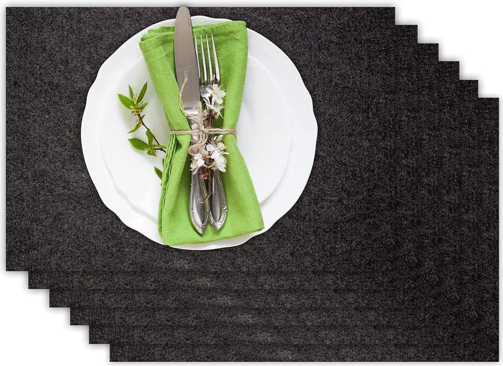 Filzuntersetzer - Set von 6 - anthrazit - moderne Tischmatten - hochwertige Untersetzer - 30x45cm - waschbar - Tischaccessoire - Filzmatten - 4mm dick
