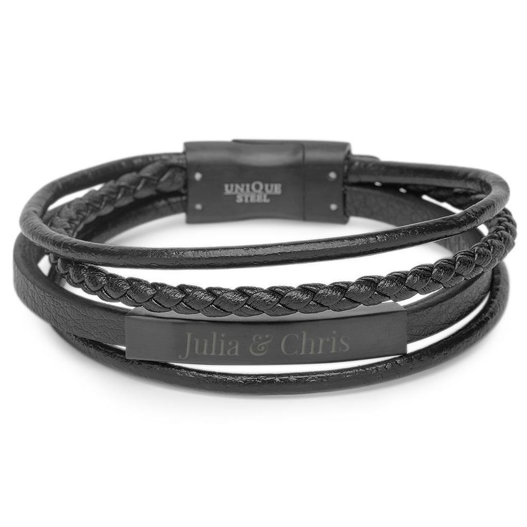 Kunstlederarmband 4 Strähnen schwarz