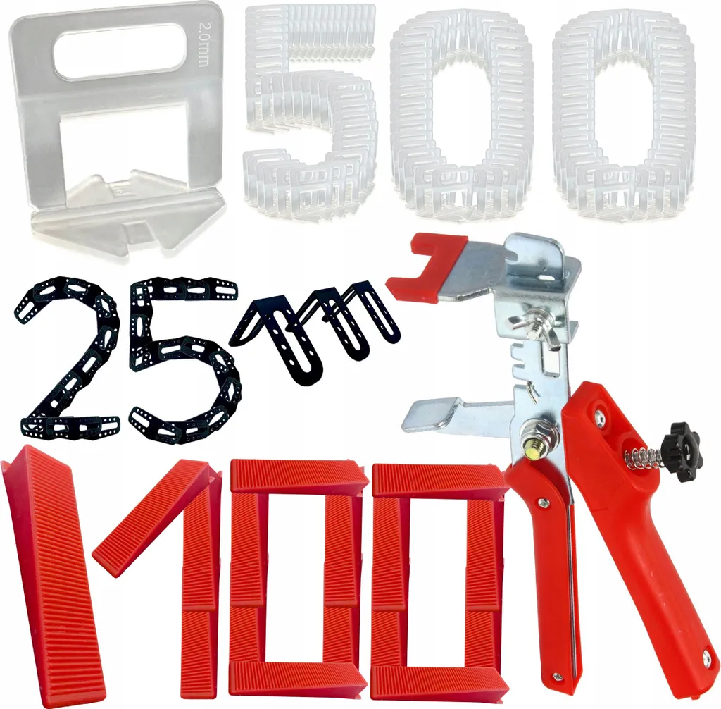 Sistema di livellamento per piastrelle set completo 2mm 500 clip 100 cunei 25 pinze per angoli