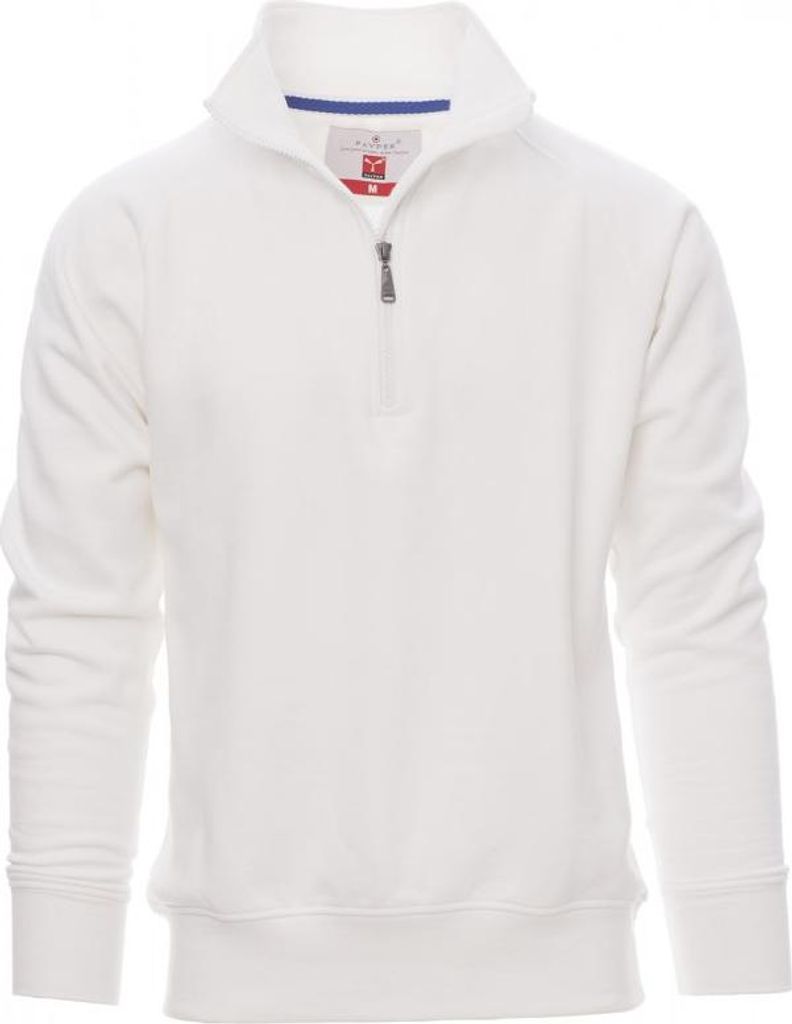PAYPER Sweatshirt MIAMI+ Herren Troyer Stehkragen Raglanärmel - Robuster & Bequemer Pullover für Arbeit & Freizeit weiß 4XL