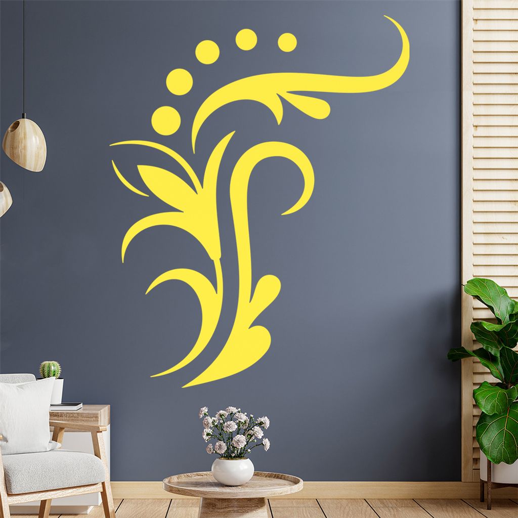 Blume - Linien Punkte Wandtattoo in 6 Größen - Wandaufkleber Wall Sticker - Dekoration, Küche, Wohnzimmer, Schlafzimmer, Badezimmer