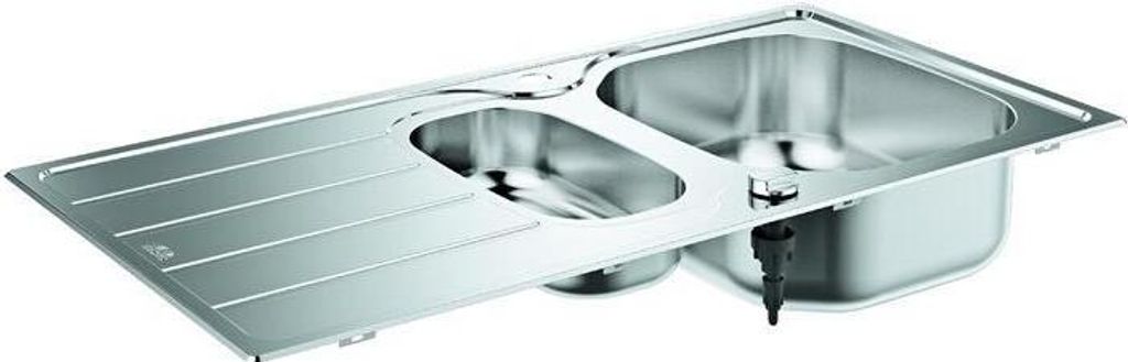 Edelstahlspüle K200 31564_1 mit 1,5 Becken Abtropffläche 965x500mm
