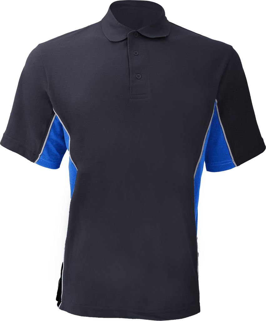 Gamegear Track Herren Piqué Polo-Shirt, Kurzarm, Einsätze in Kontrastfarbe BC412 (XXS) (Marineblau/Hellblau/Weiß)