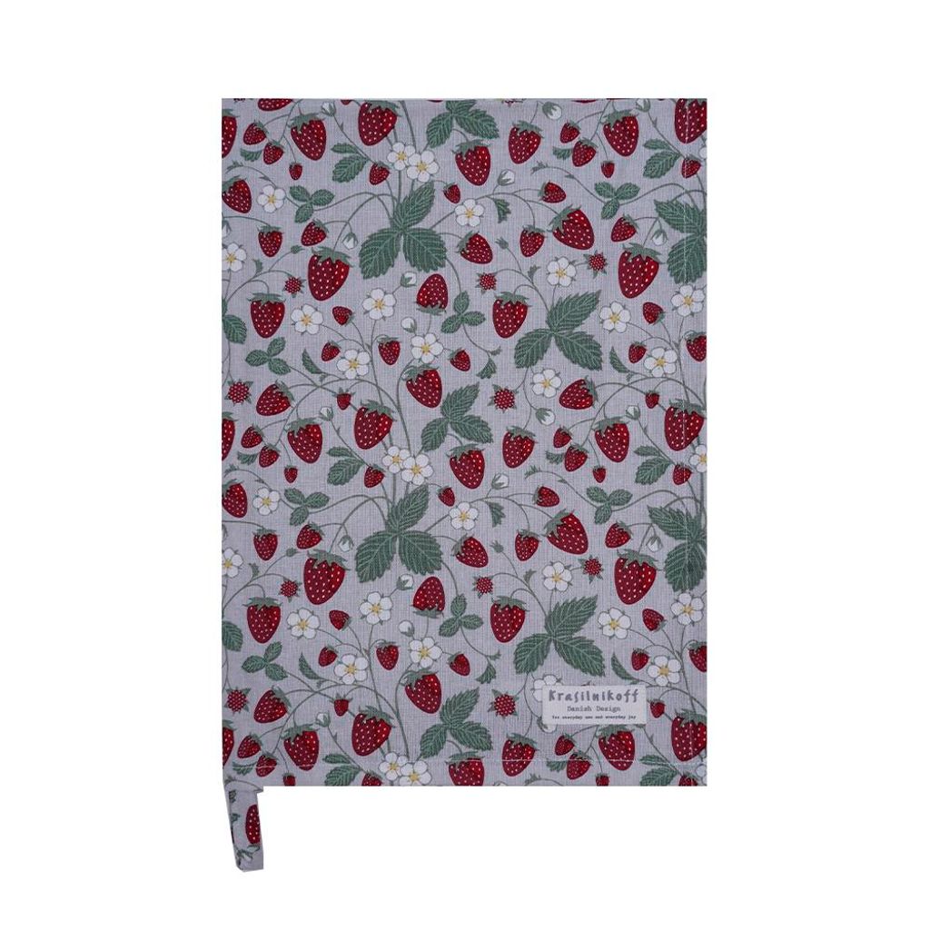 Krasilnikoff – Geschirrtuch KW13350 – Strawberry, grey / Erdbeere, grau