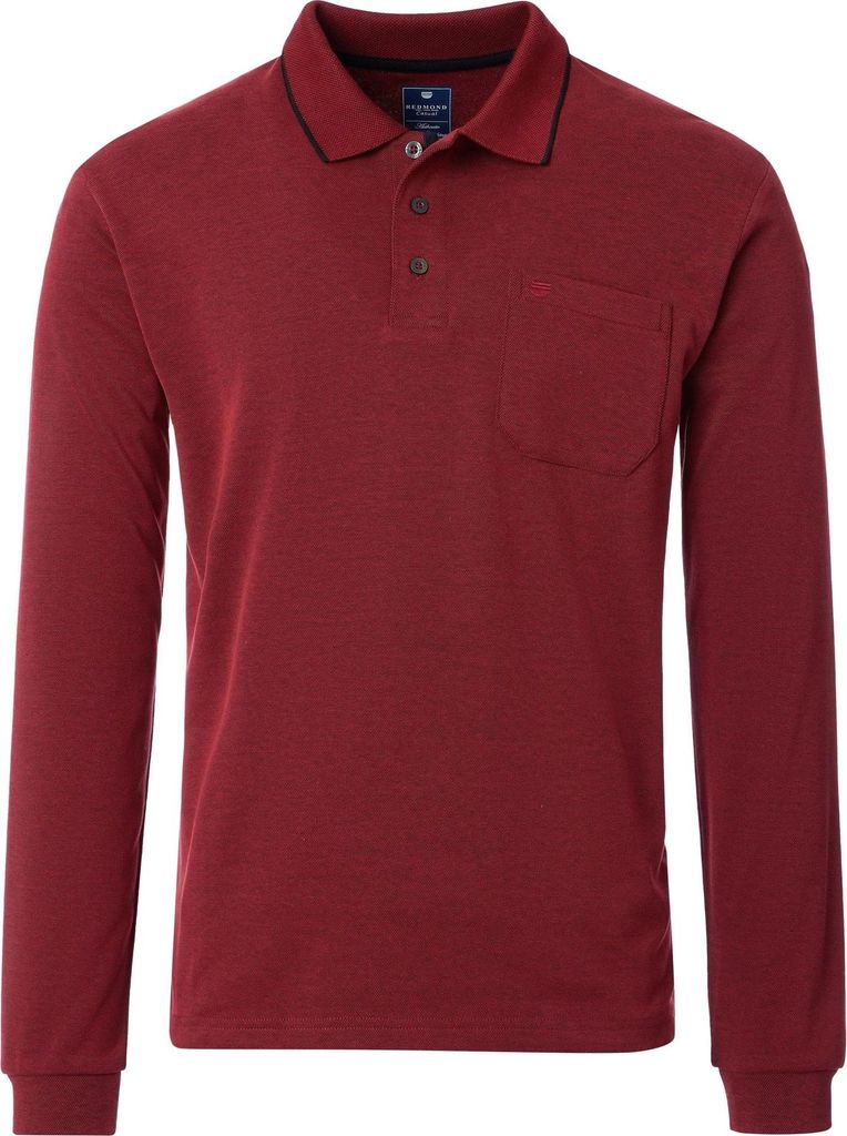 REDMOND Casual Herren Polo-Shirt Langarm Comfort Bi-Color Rot XL