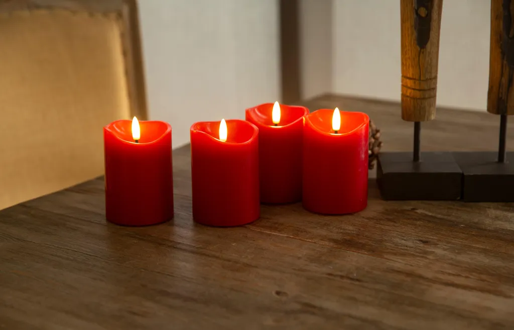 Goobay 77749 Set 4 Candele LED Cera Rossa con Timer e Stoppino 3D - 17