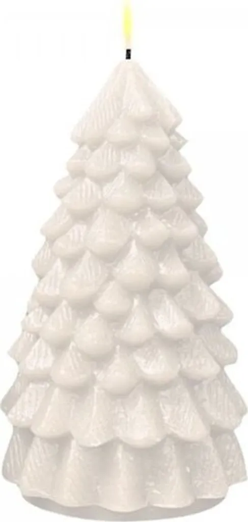 Bougie LED Sapin de Noël Deluxe Homeart 10x18 cm Blanche avec Télécommande