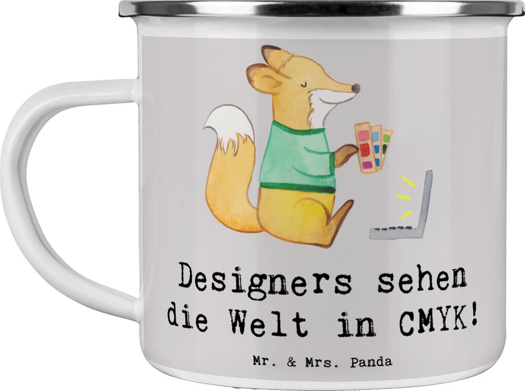 Mr. & Mrs. Panda Pott CMYK Designer - Grau Pastell - Geschenk, Emaille Tasse, Haferl, Farbpsychologie, Farblehre, Becher, personalisierte Geschenke...