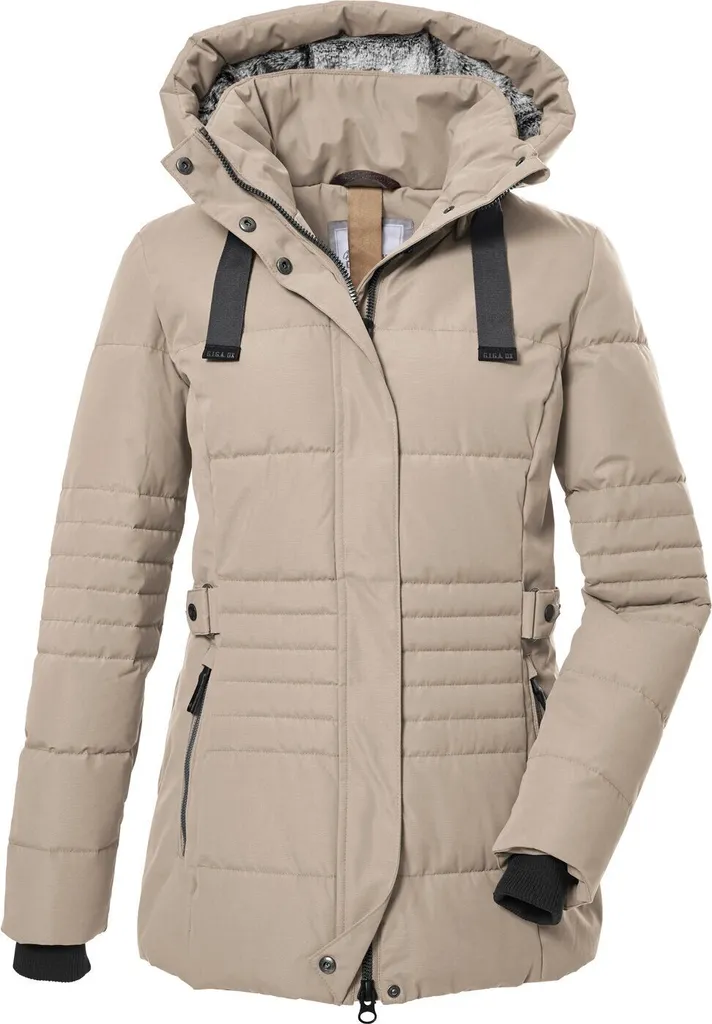Veste de randonnée fonctionnelle femme matelassée beige pour l'extérieur