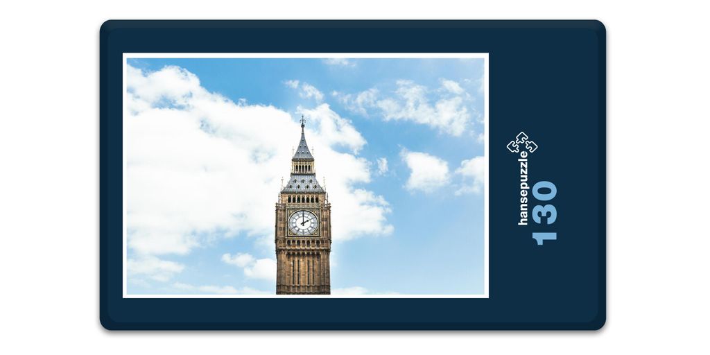 hansepuzzle 17706 - Big Ben Puzzle, 130 Teile, Gebäude, 28,7 x 20,0cm mit hochwertiger Aufbewahrung, Kartonbox und wiederverschließbarem Beutel