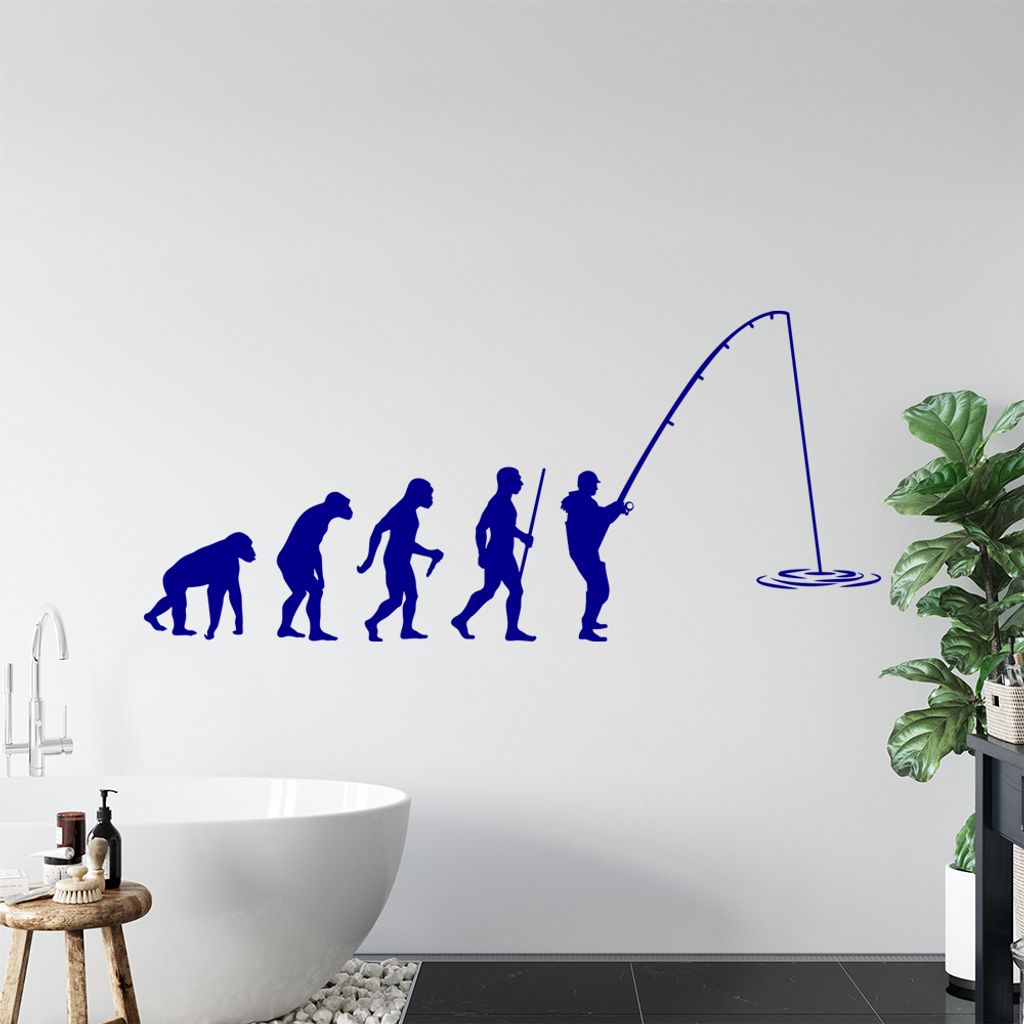 Angler Angeln Evolution Wandtattoo Wandaufkleber Wall Sticker - Dekoration, Küche, Wohnzimmer, Schlafzimmer, Badezimmer