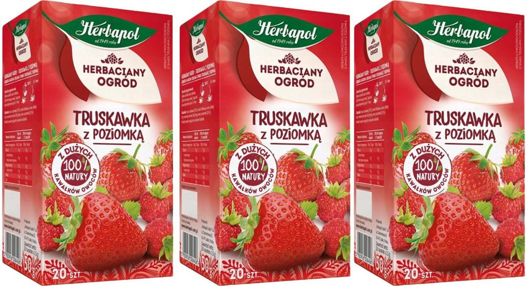Herbapol Erdbeere Walderdbeere Tee 60 Teebeutel - Früchtetee Kräutertee Mischung