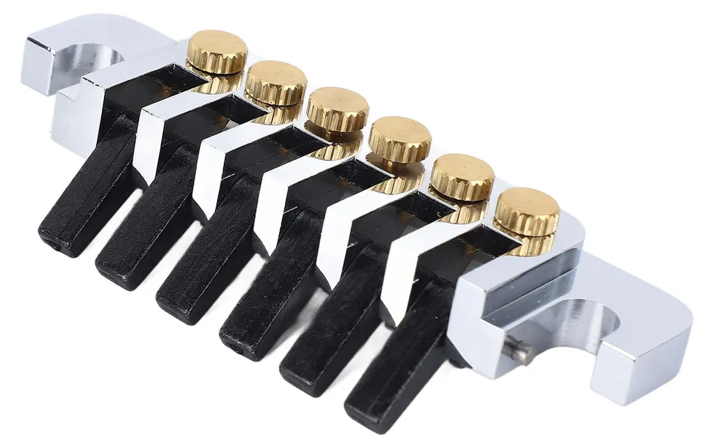 Chevalet à rouleaux avec 2 vis pour guitare électrique type LP chromé - 9