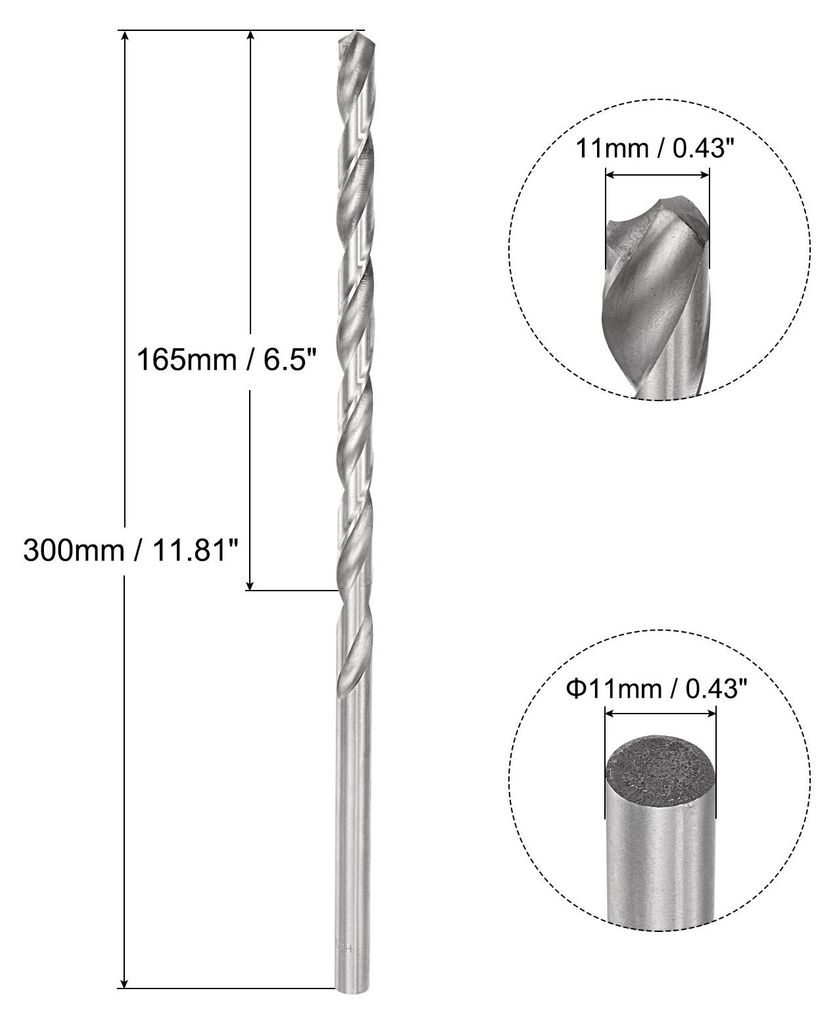 Spiralbohrer Extra Lange Bohrer aus Schnellarbeitsstahl Zubeh?r 11 x 300 mm