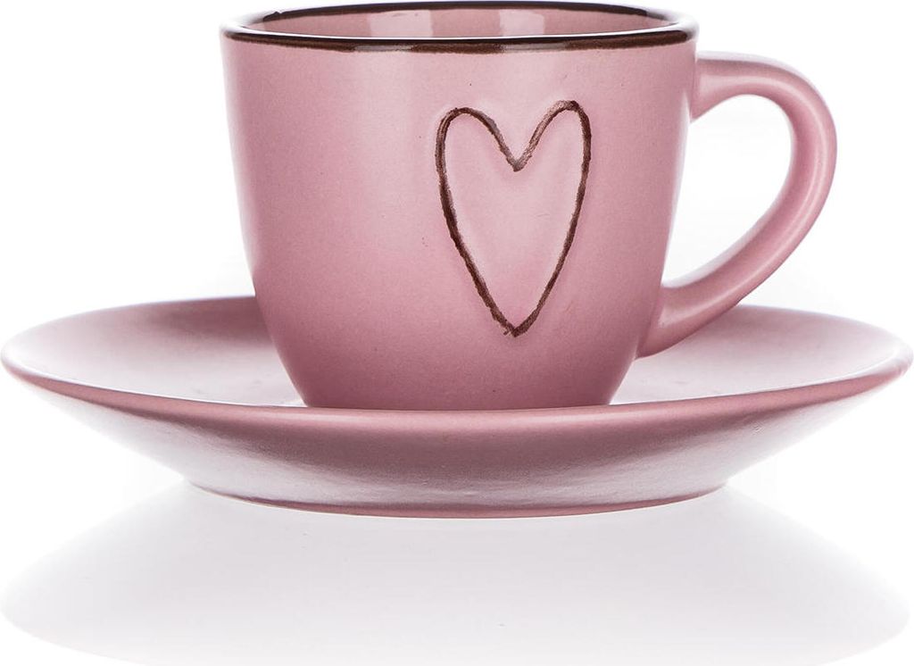 BANKETT-Pokal mit Untertasse HERZ 80 ml, rosa