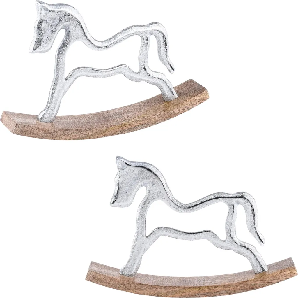 Sublimez votre intérieur : Duo Cheval à bascule Argent Sving 30cm élégant