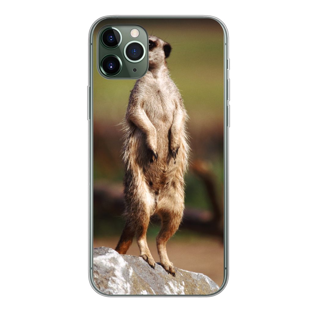 MuchoWow Handyhülle Schutzhülle Hülle für iPhone 11 Pro Max Erdmännchen - Tier - Spiel Silikon Softcase Handy Hülle - Schutz