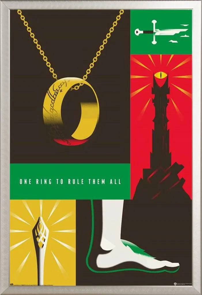 Cadre avec Poster Le Seigneur des Anneaux Maxi 100 ans Warner Bros Argent