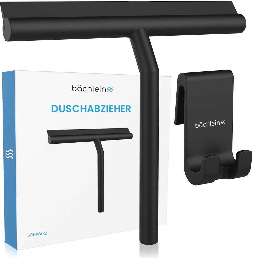 Minimalistischer Duschabzieher 21cm Schwarz aus Silikon – Produktbild 