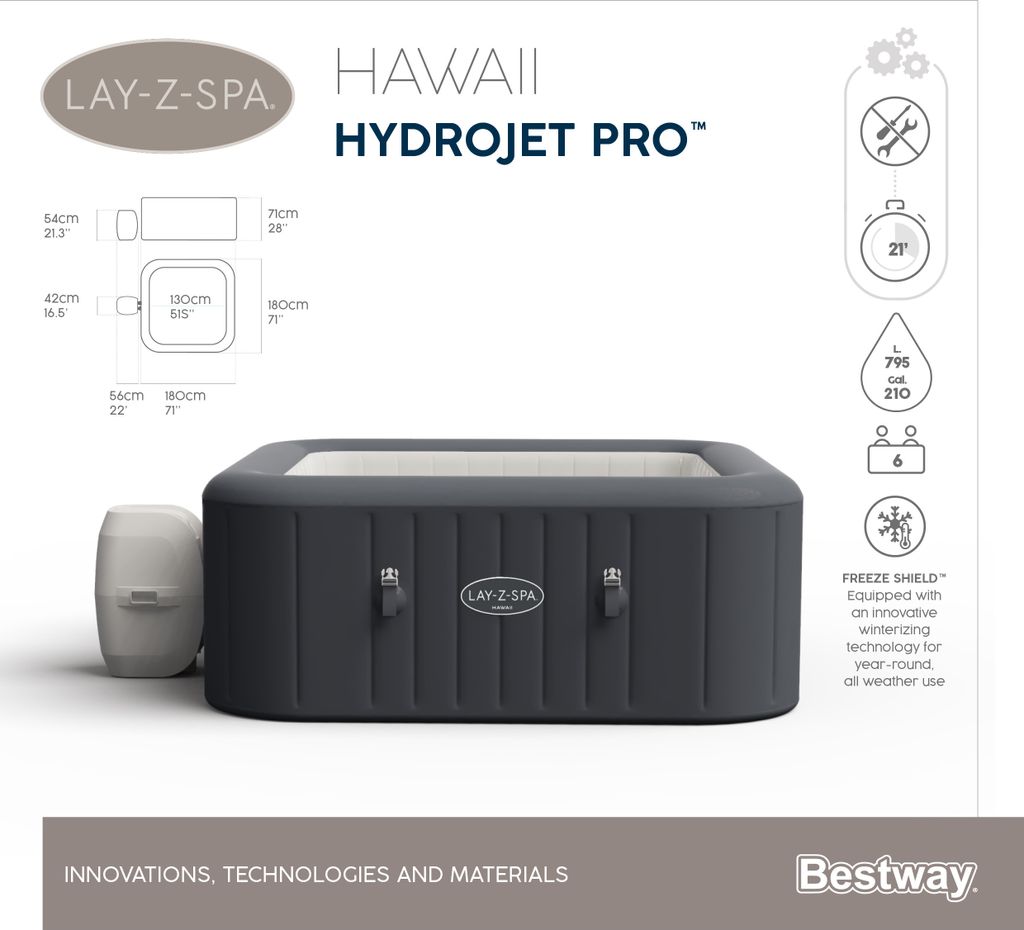 Hawaii Lay-Z-Spa HydroJet Pro Spa nafukovací BESTWAY pro 6 Obrázek produktu 34