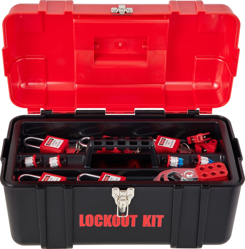 SucceBuy 42-teiliges Lockout-Tagout-Kit, elektrisches Sicherheits-Loto-Kit mit Vorhängeschlössern, 5 Lockout-Typen, Haspen, Etiketten und Kabelbi...