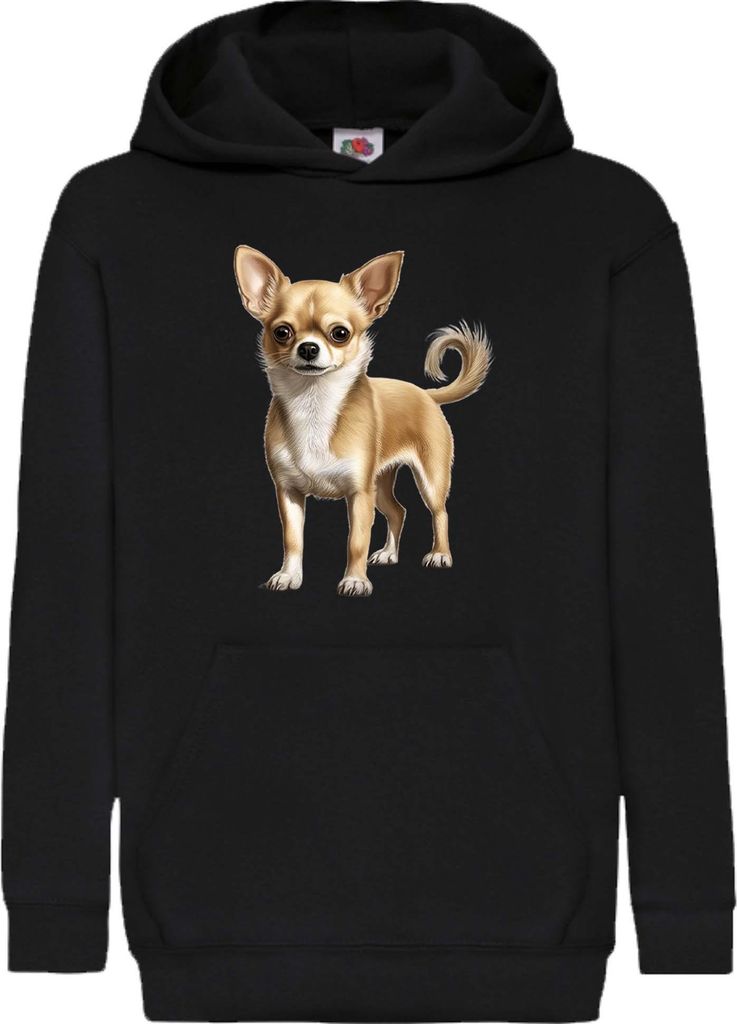 Kinder Kapuzenpullover Dogs Breeds Chihuahua Dog Breed 005, 7-8 Jahr - 128 / Schwarz