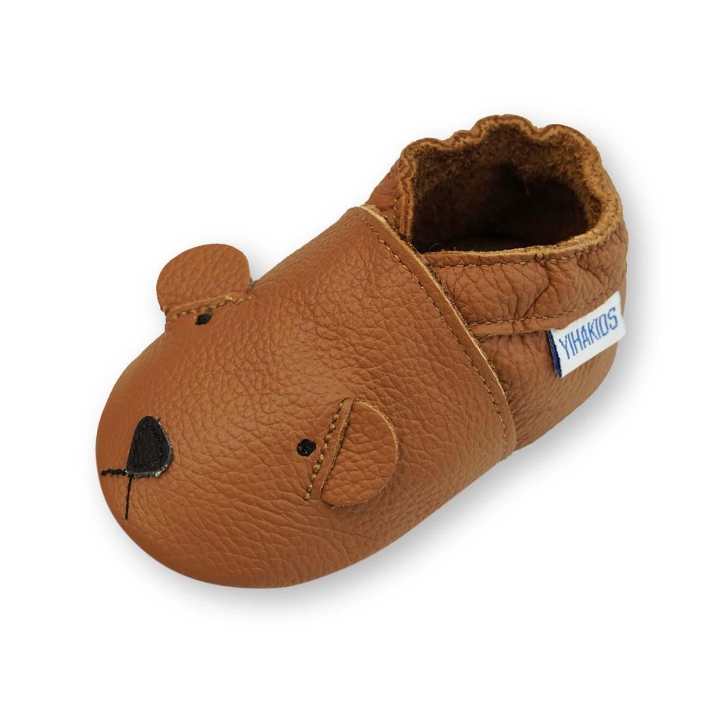 Babyschuhe Lederpuschen Braun Leder Babyschuhe 19-20 Krabbelschuhe