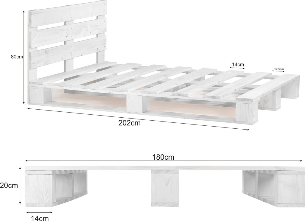 Paletten Bett 180x200