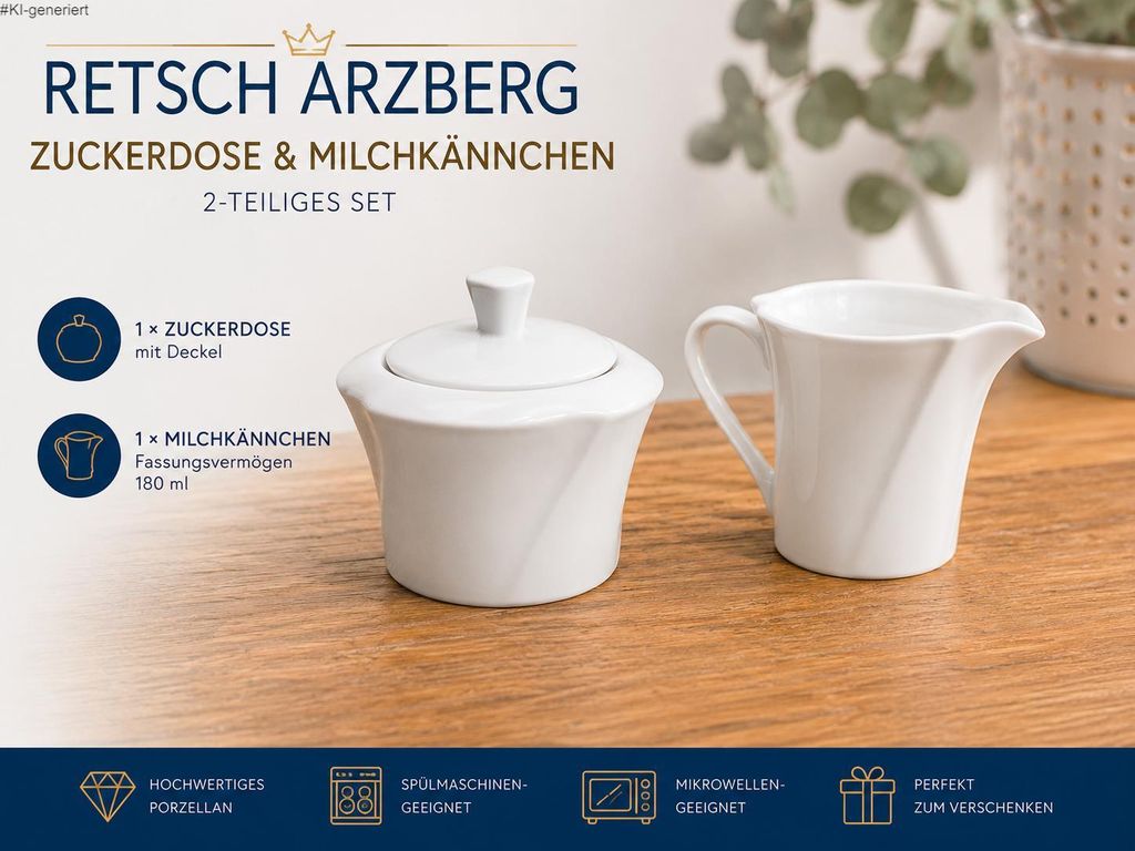 Retsch Arzberg Zuckerdose & Milchkännchen aus Porzellan – Produktbild 