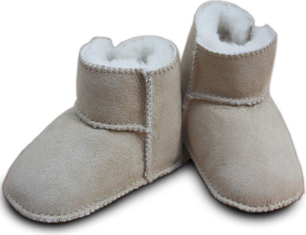 Heitmann Felle Paar Baby-Lammfellschuhe, Farbe Sand mit Klettverschluss, Größe 18/19 929SD18