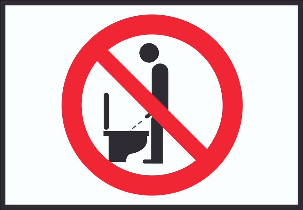 Bitte im Sitzen pinkeln Symbol Schild A0 Rückseite selbstklebend