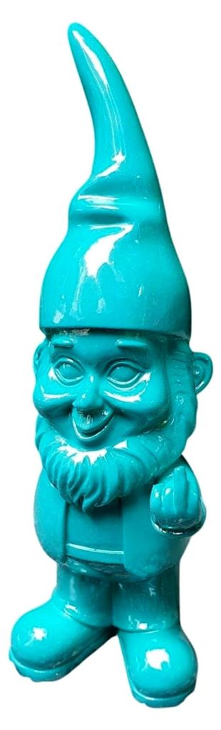 Gartenfigur Gartenzwerg mit Stinkefinger 17 cm türkis, wetterfeste Deko für den Garten