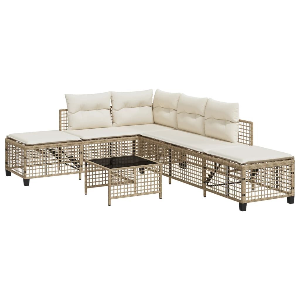 Möbel 3-tlg. Garten-Ecksofa-Set mit Kissen Beige Poly Rattan - Gartensofas 365447