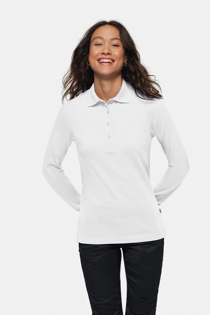 HAKRO MIKRALINAR® Longsleeve-Polo Damen 215 weiß, M Produktbild 