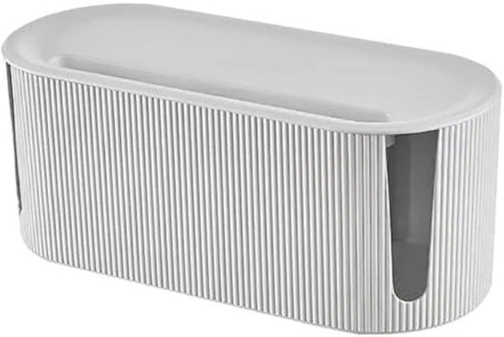 Boîte de Rangement Câbles Blanc en ABS avec Couvercle - 31 x 13,5 cm