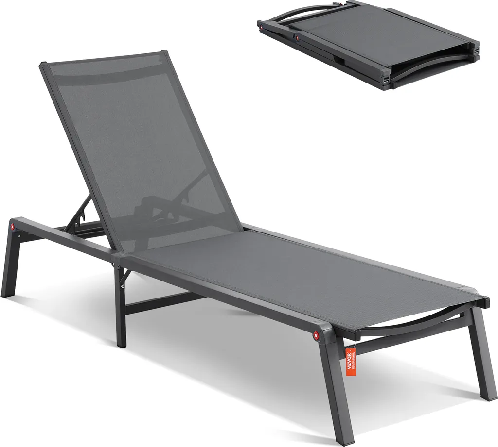 Chaise solaire VEVOR aluminium sans rouille pliable 5 positions pro