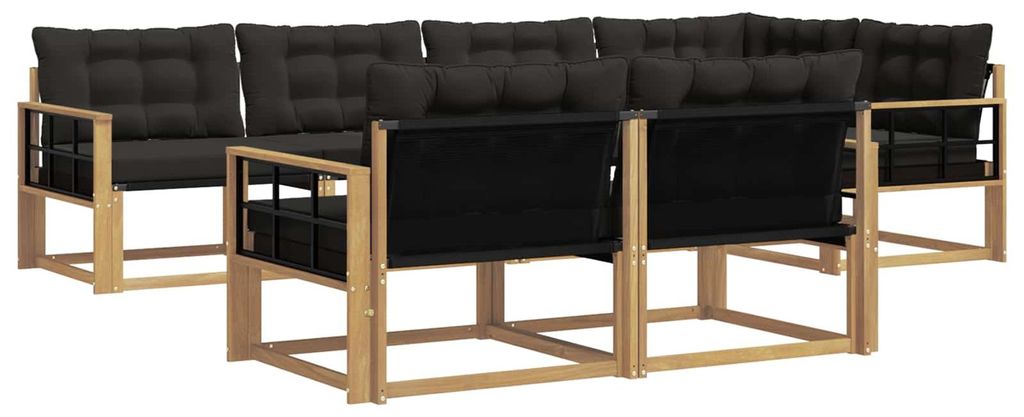 vidaXL Outdoor-Sofagarnitur mit Kissen 7 pcs Weiß und Schwarz